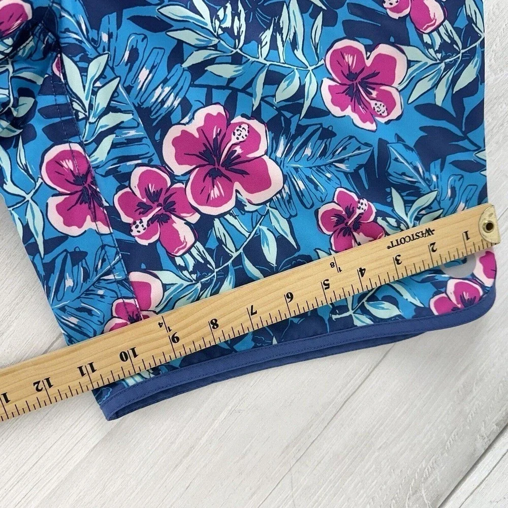 Vineyard Vines Men's Ocean Floral Board Shorts Size 32 Blue Pink Tie Waist Beach